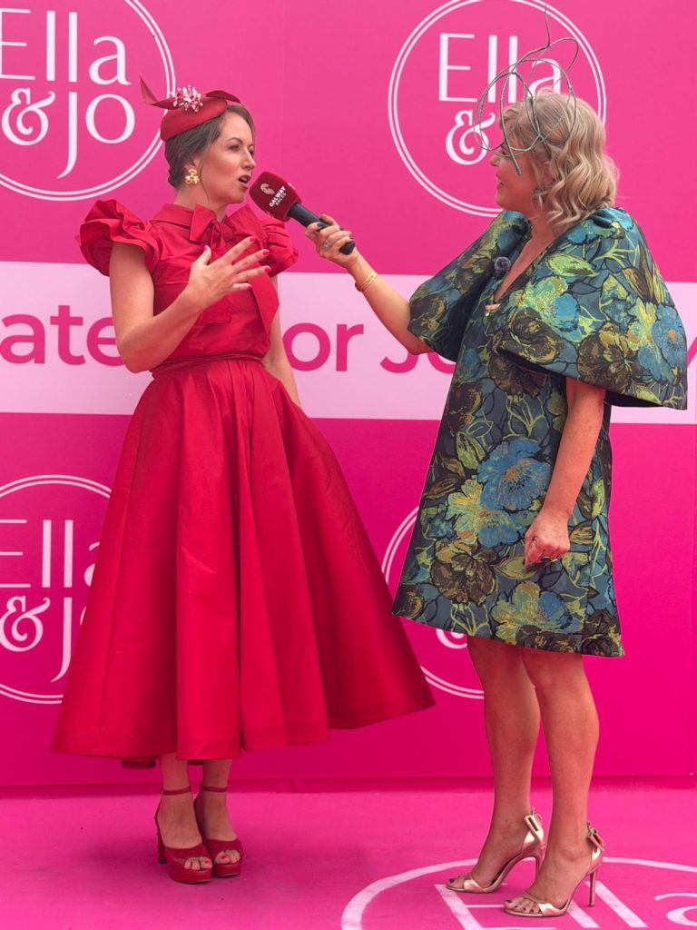 Marietta Doran MC & Host of Galway Races 2026 Ladies Day Interviewing Ella & Jo Owner